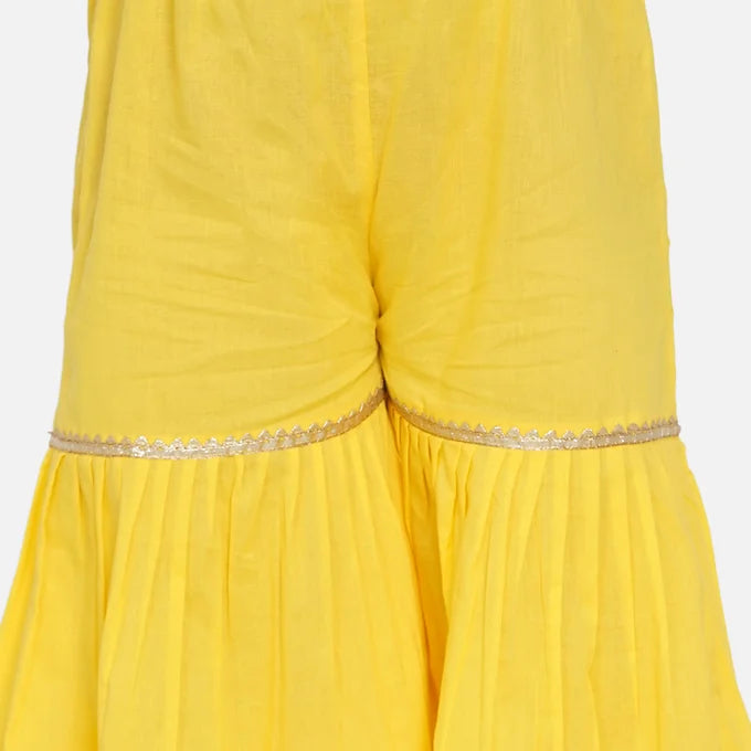 Yellow Embroidery work Kurta with Sharara - Little Bansi