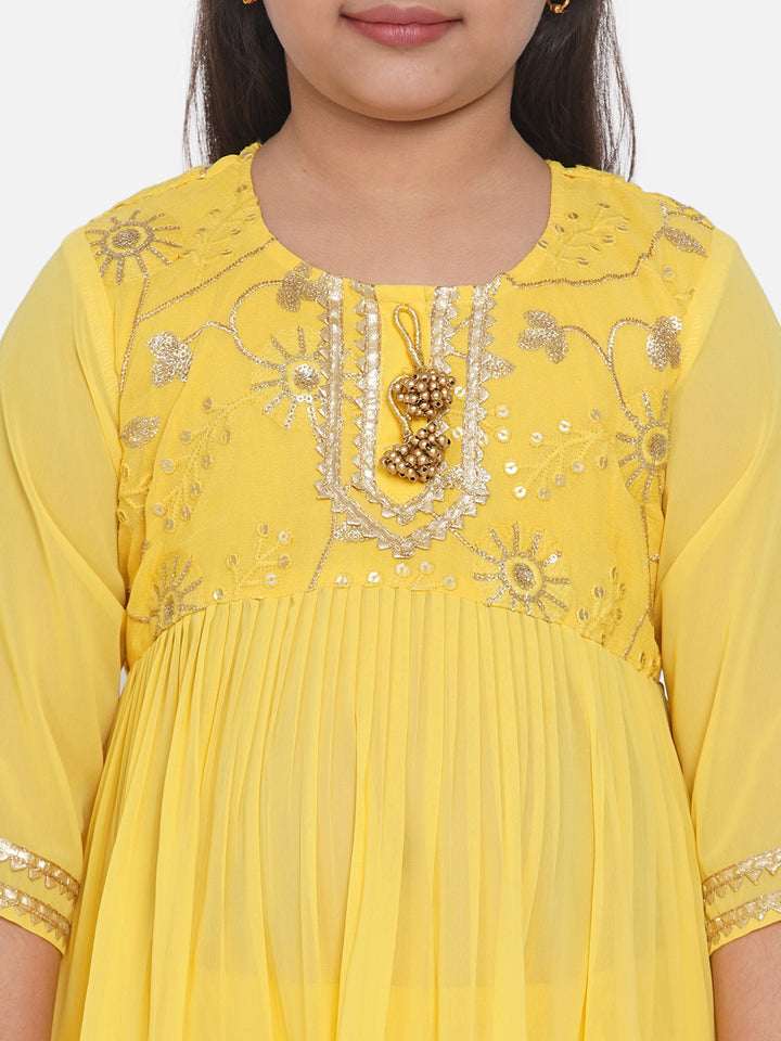 Yellow Embroidery work Kurta with Sharara - Little Bansi