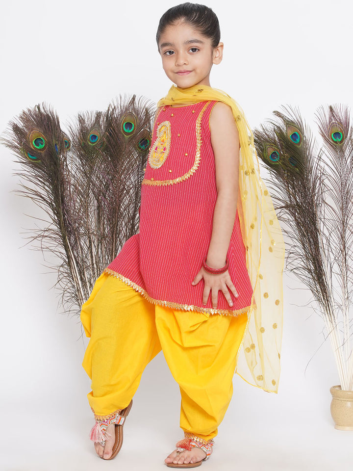 Jaipuri work Frock Style Kurta with Ghungroo and ambi buti-work with salwar - Little Bansi