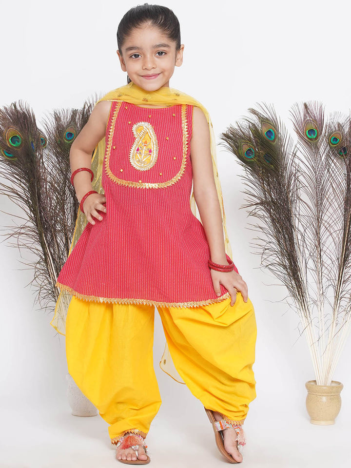 Jaipuri work Frock Style Kurta with Ghungroo and ambi buti-work with salwar - Little Bansi