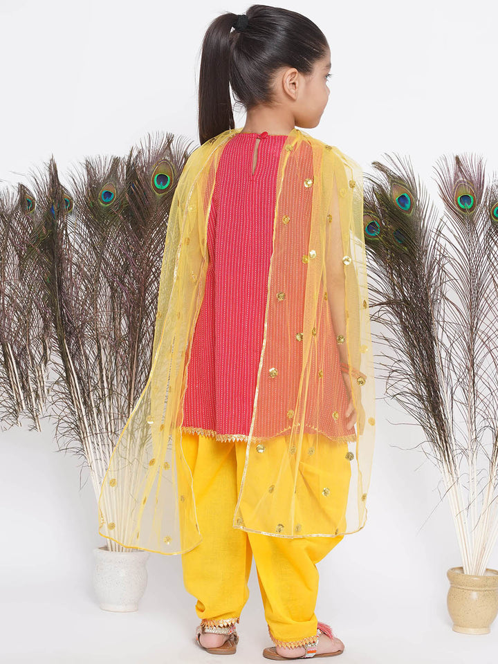 Jaipuri work Frock Style Kurta with Ghungroo and ambi buti-work with salwar - Little Bansi